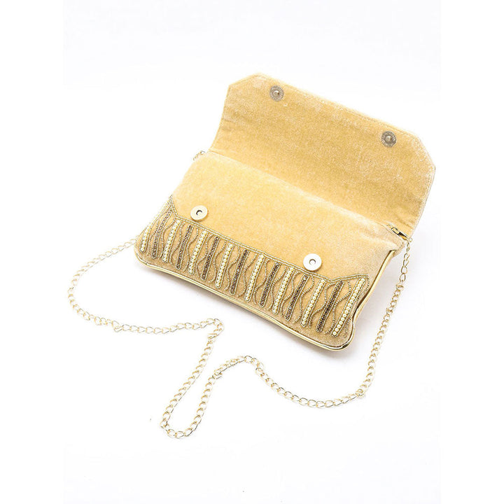 Odette Beige Brown Beads And Faux Pearl Sling Bag