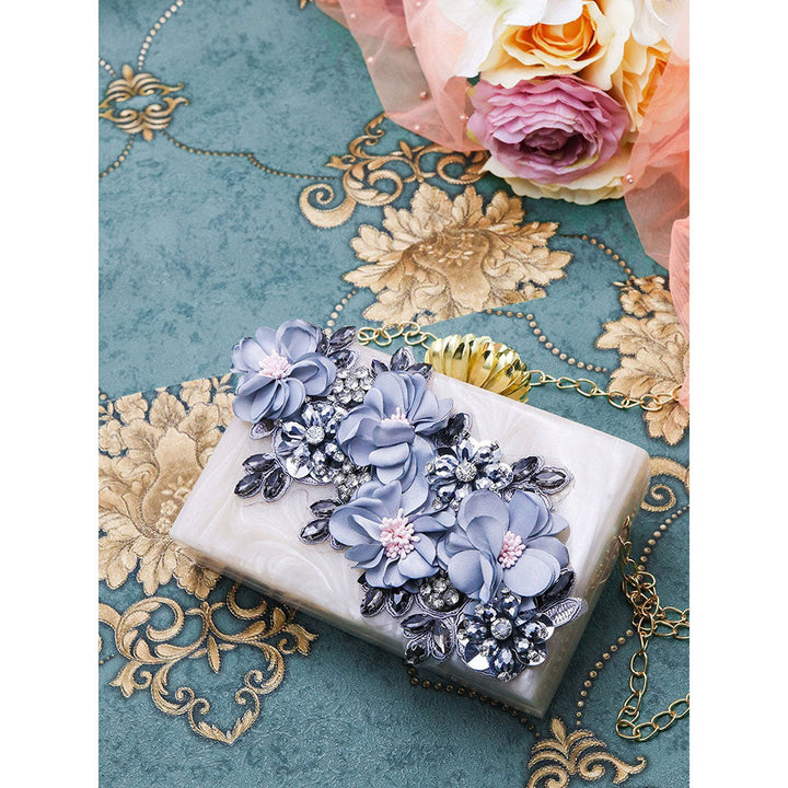 Odette Beige Floral Handmade Resin Clutch