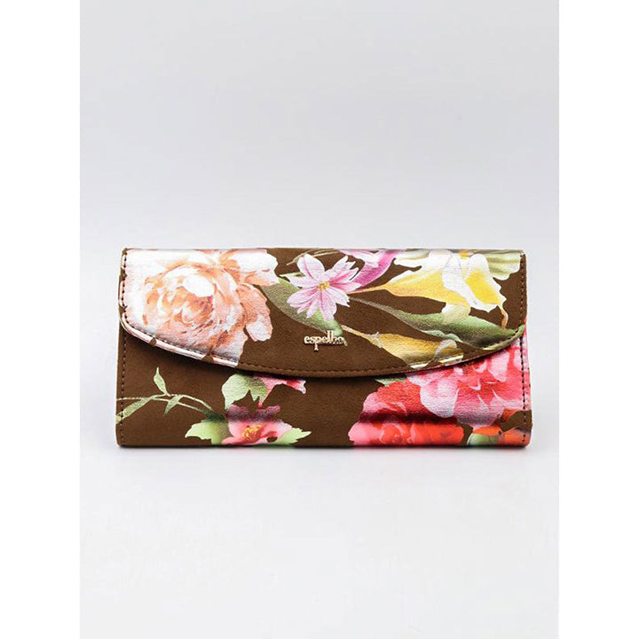 Odette Brown Floral Suede Purse