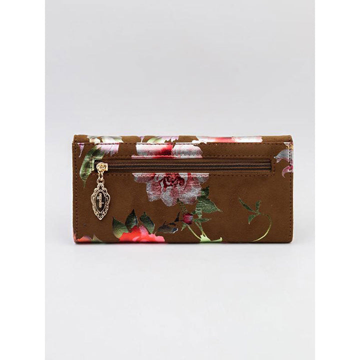 Odette Brown Floral Suede Purse