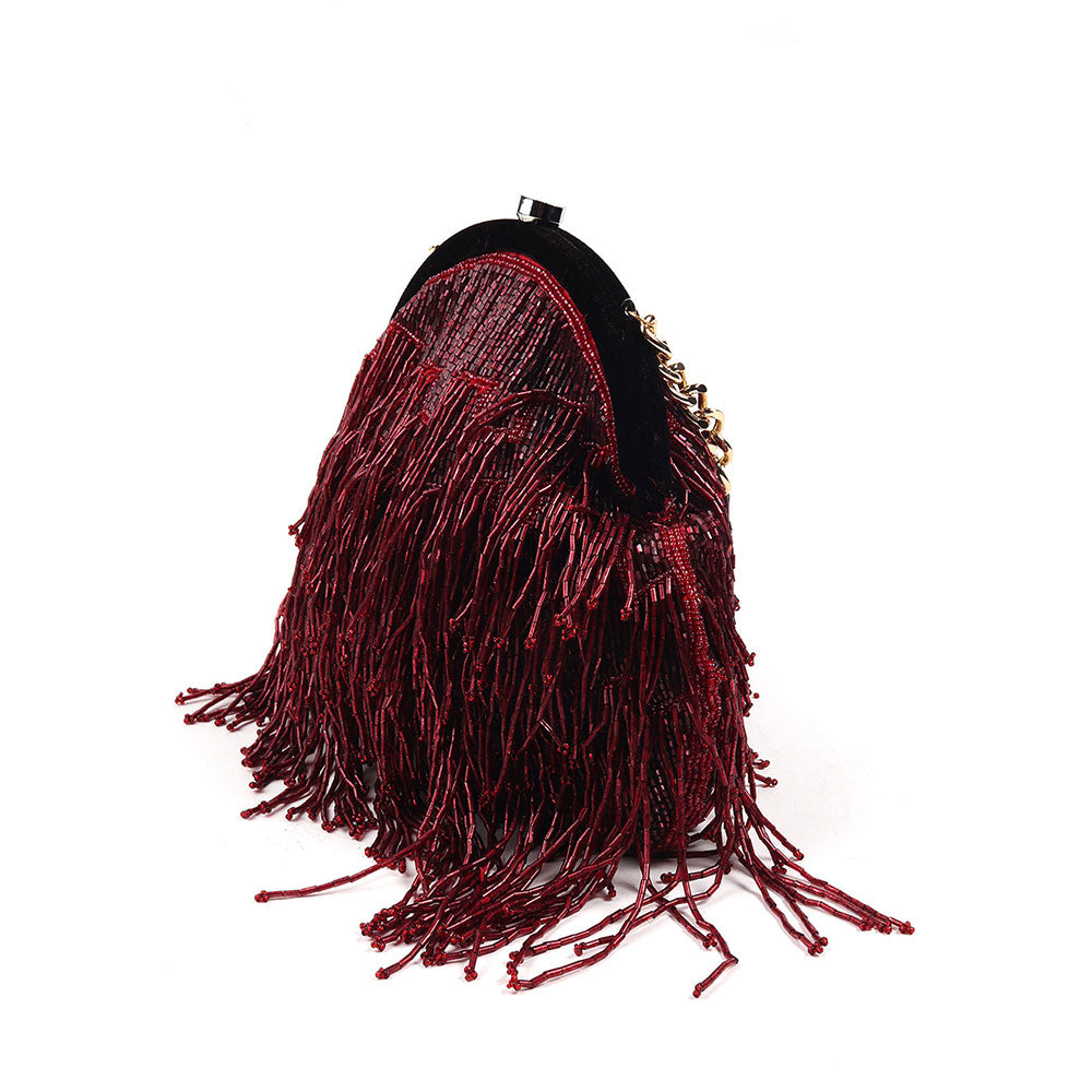 Odette Maroon Pleasing Tassel Batuwa