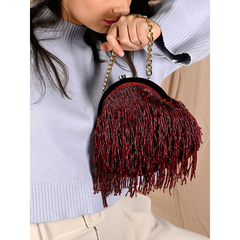 Odette Maroon Pleasing Tassel Batuwa