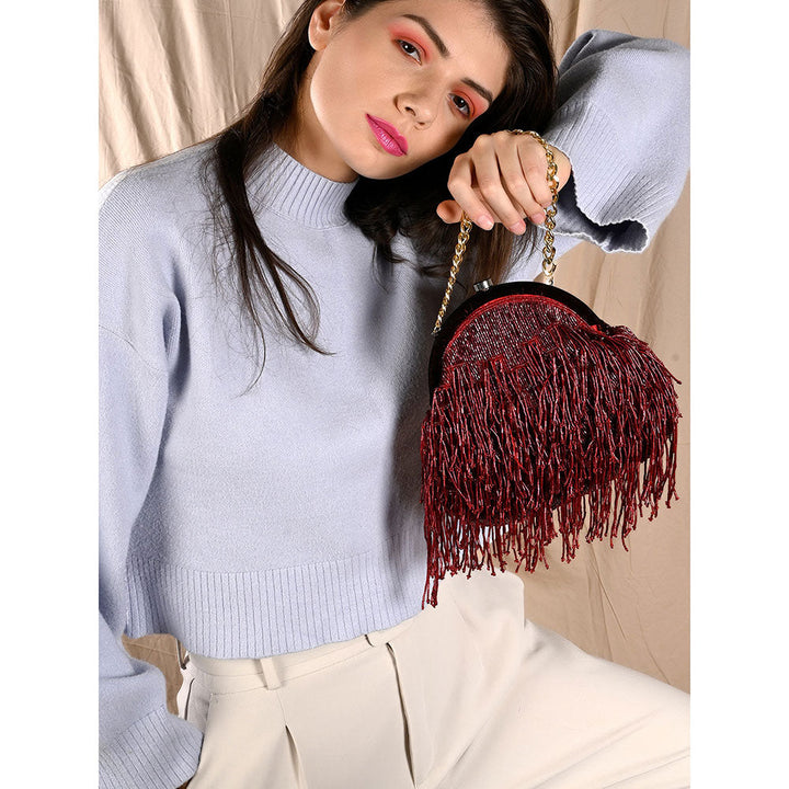 Odette Maroon Pleasing Tassel Batuwa