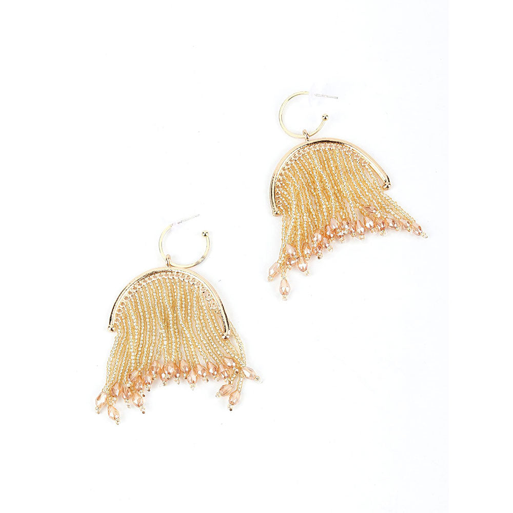 Odette Beige Solid Plain Mixed Metal Earrings