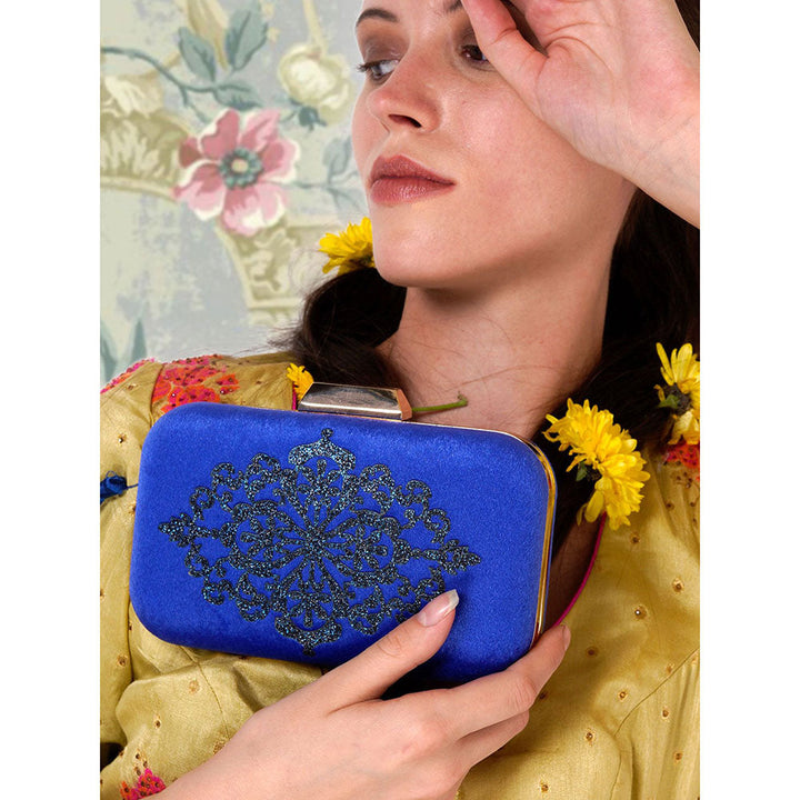 Odette Blue Embellished Clutch