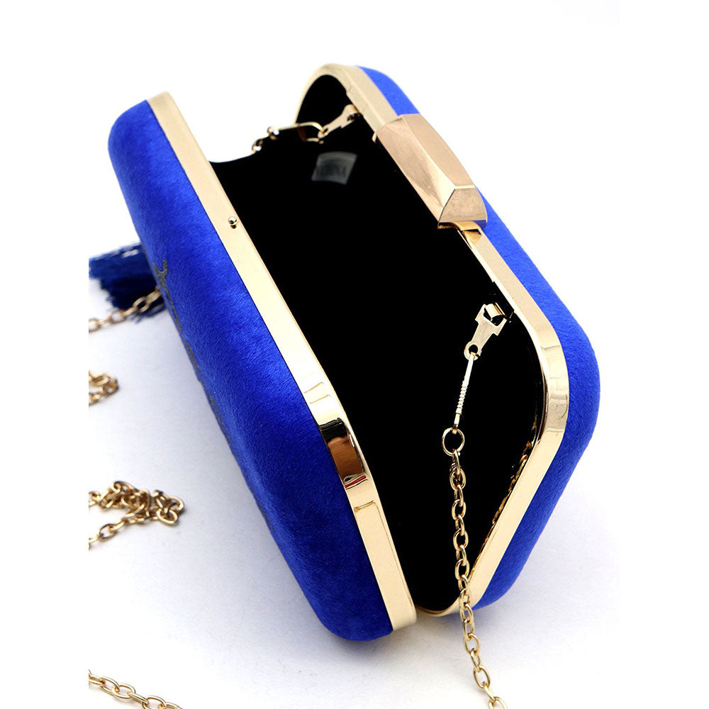 Odette Blue Embellished Clutch