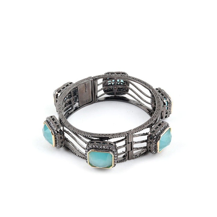 Odette Black Printed Mixed Metal Bracelets And Bangles