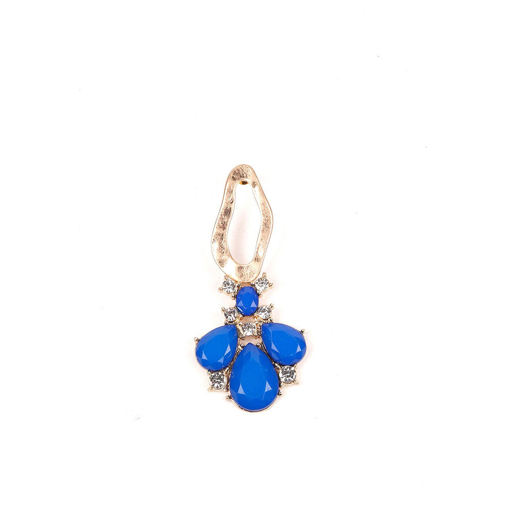 Odette Blue Hue Gem Stone Earring with Crystals Embellished