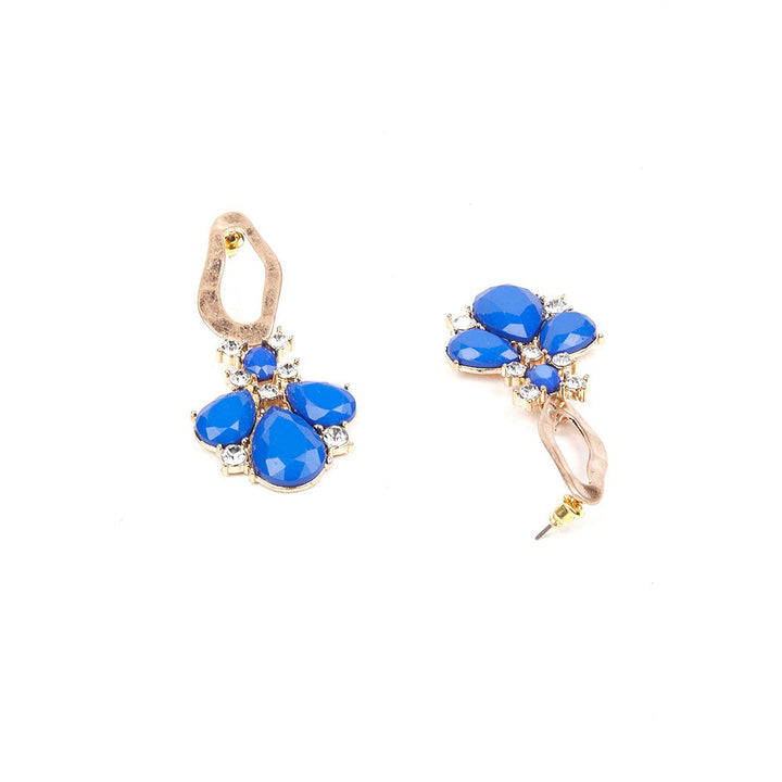 Odette Blue Hue Gem Stone Earring with Crystals Embellished