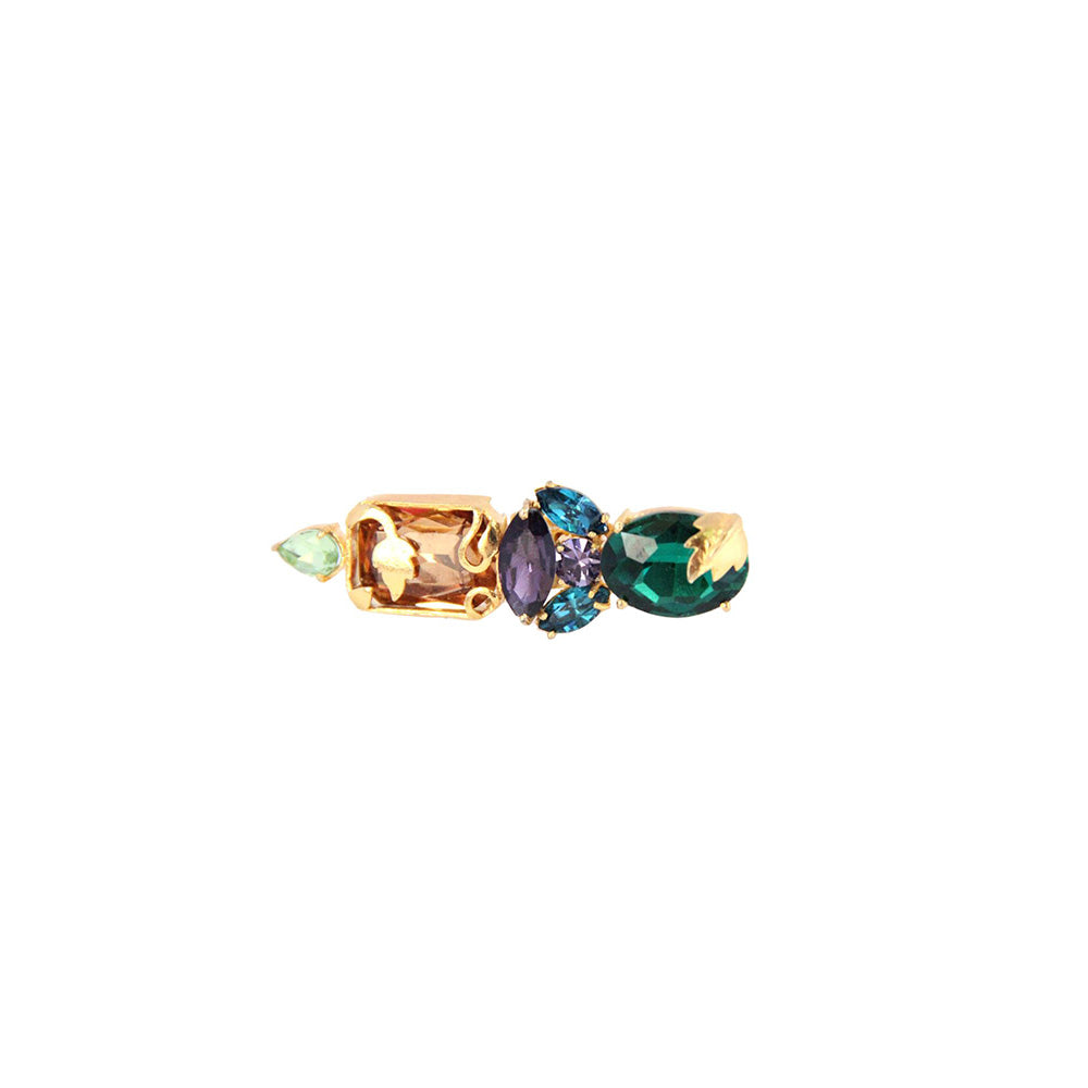 ORNAMAAS Multi-Color Inflorescence Flower Vine Cocktail Ring