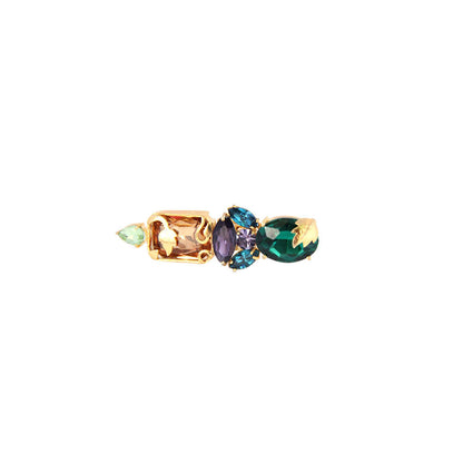 ORNAMAAS Multi-Color Inflorescence Flower Vine Cocktail Ring