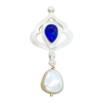 ORNAMAAS Persian Blue Silver Plated Mughal Mukkut Ring