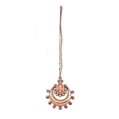 ORNAMAAS Rose Gold Lavender Flower Maangteeeka
