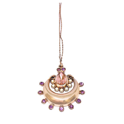 ORNAMAAS Rose Gold Lavender Flower Maangteeeka