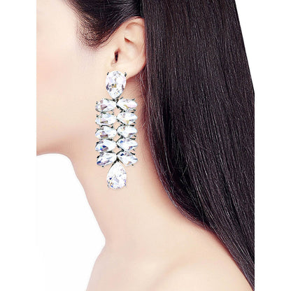 ORNAMAAS Silver Plated Galactic Cut Cocktail Phukari Earrings