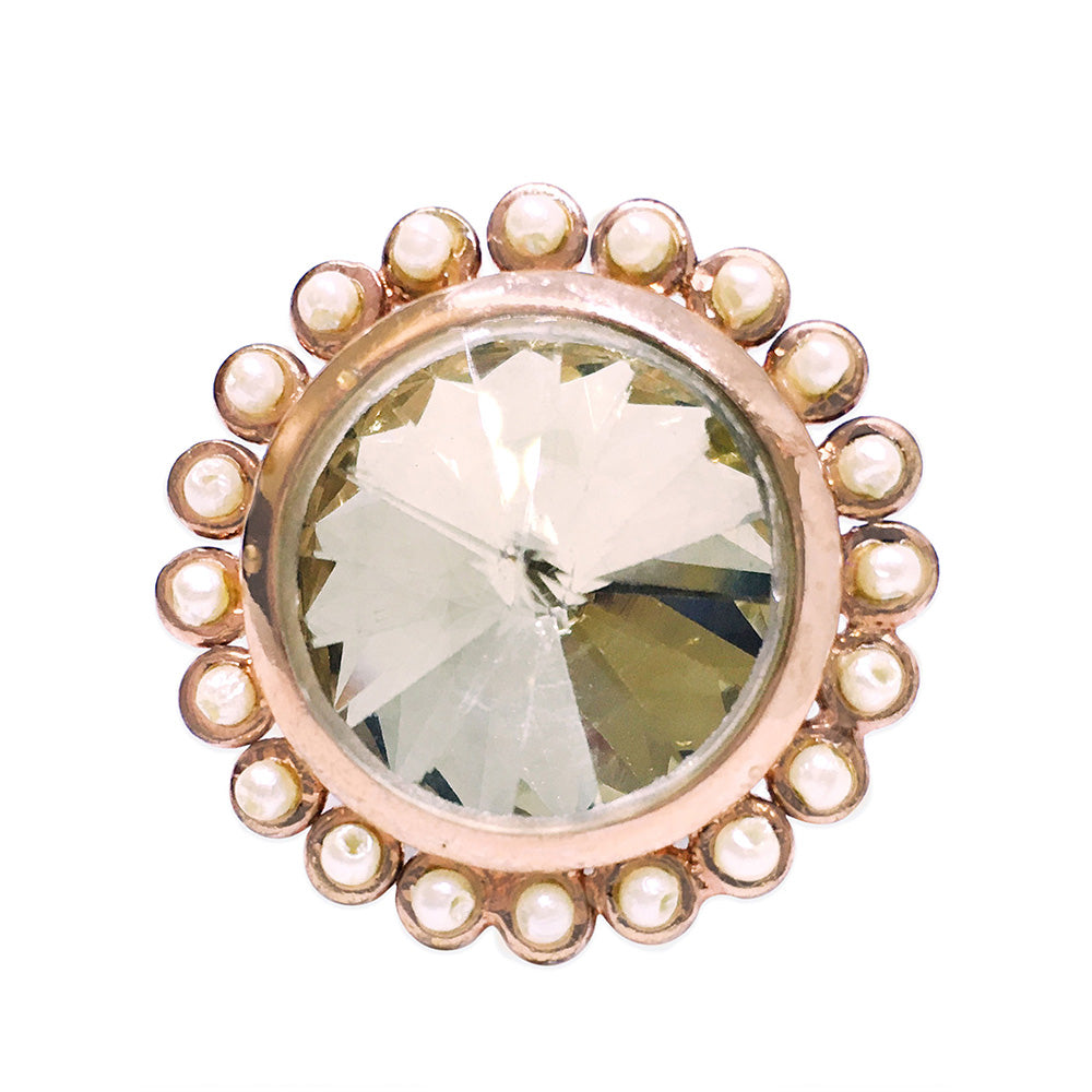 ORNAMAAS Goldplated Cream Topaz Pearl Aura Ring