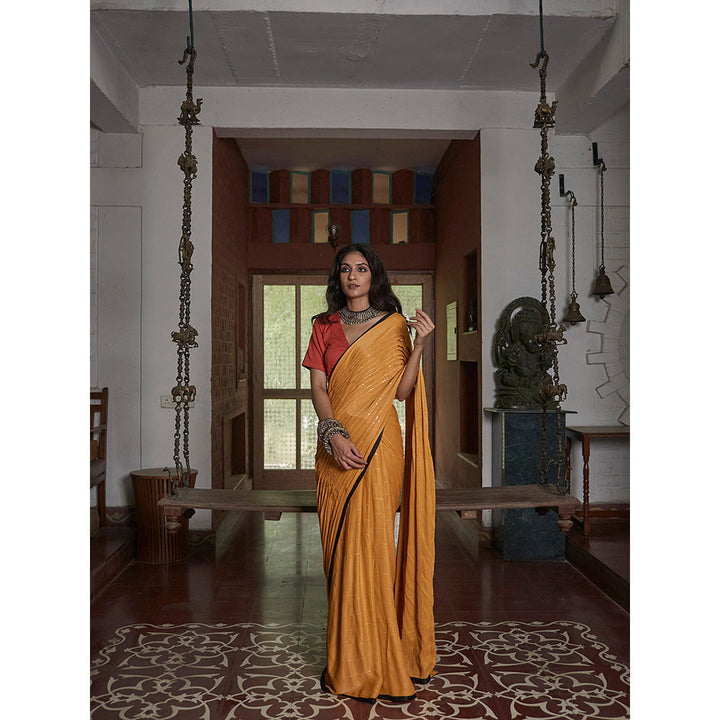 PEELI DORI Yellow Embellished Saree and Unstitched Blouse