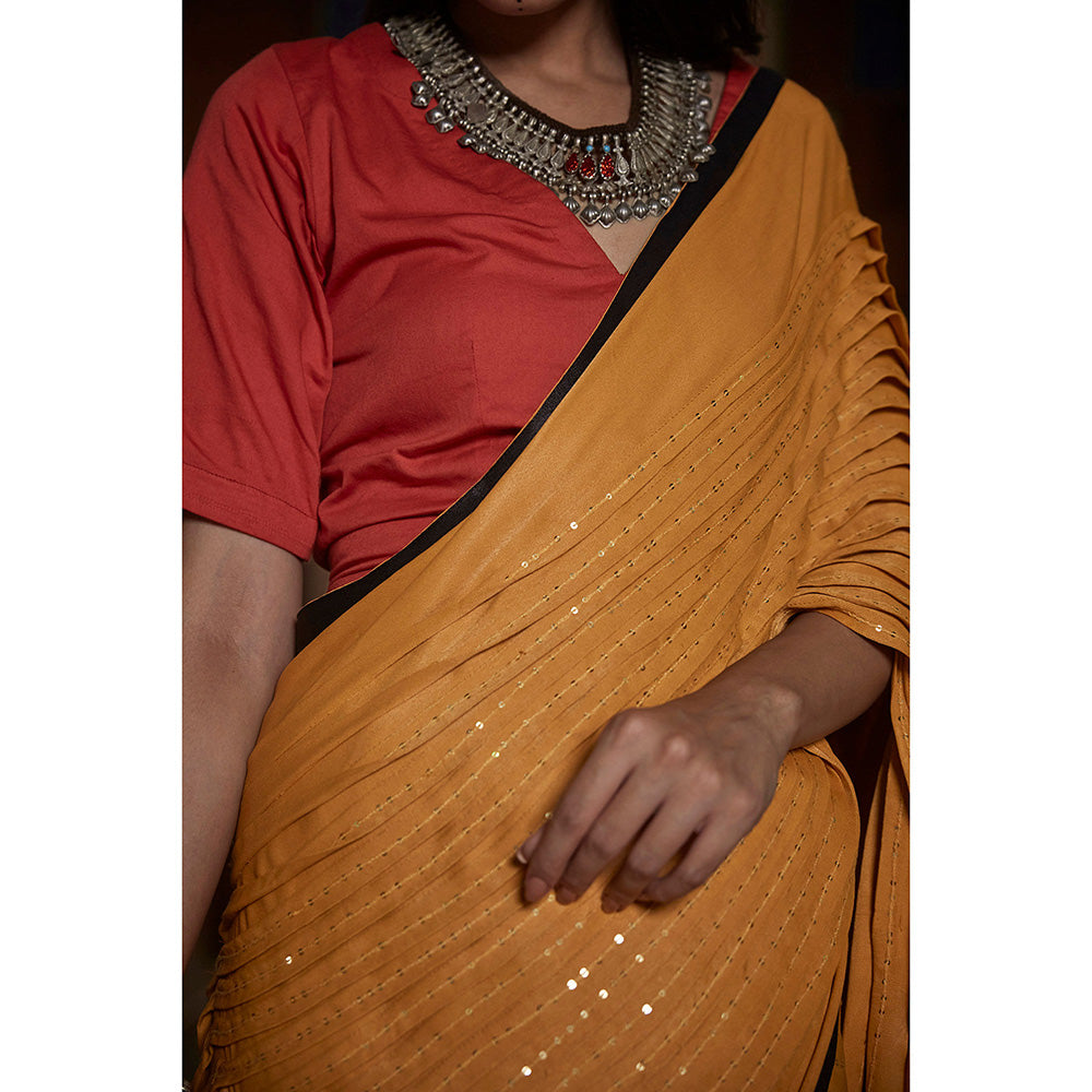 PEELI DORI Yellow Embellished Saree and Unstitched Blouse