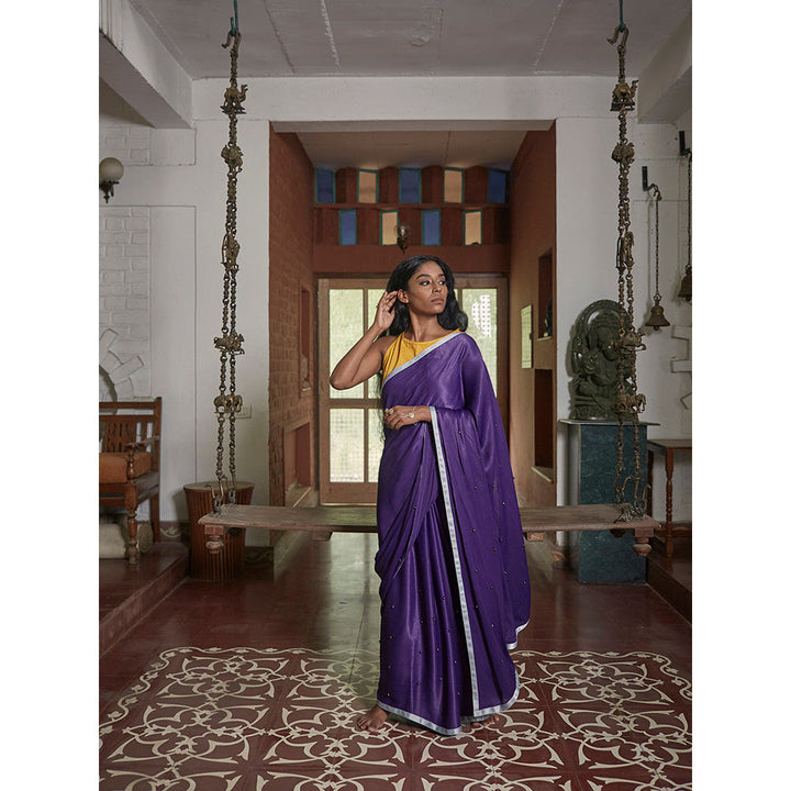 PEELI DORI Purple Embellished Saree and Unstitched Blouse