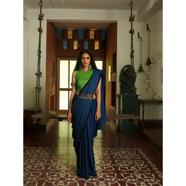 PEELI DORI Blue Embellished Saree and Unstitched Blouse