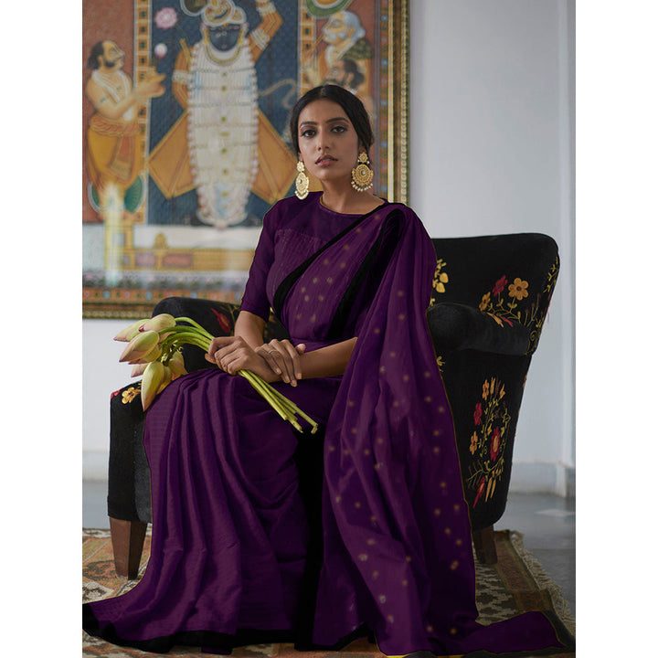 PEELI DORI Purple Detailing Saree and Unstitched Blouse