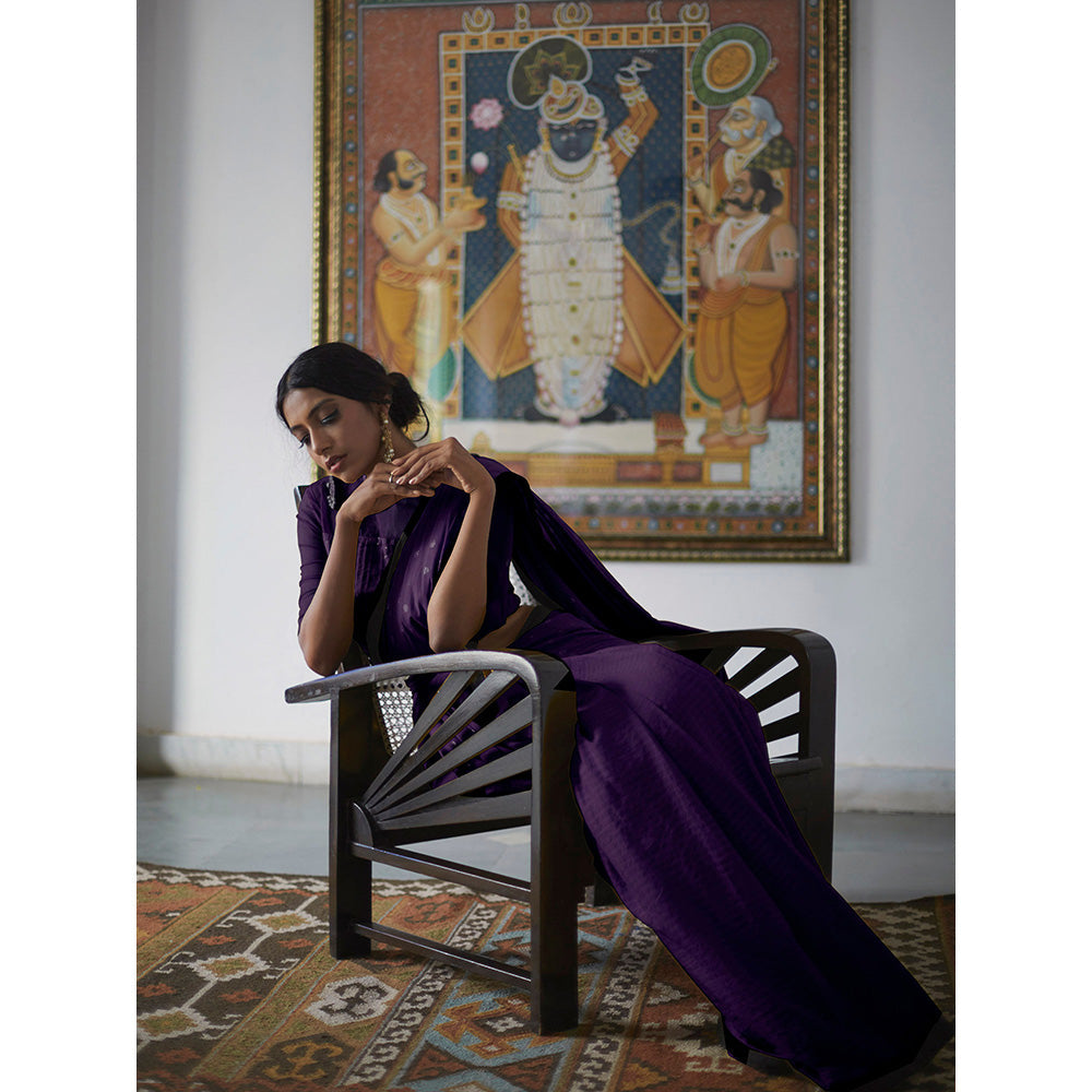 PEELI DORI Purple Detailing Saree and Unstitched Blouse