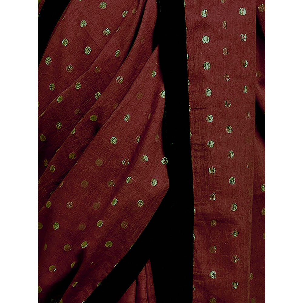 PEELI DORI Maroon Detailing Saree and Unstitched Blouse