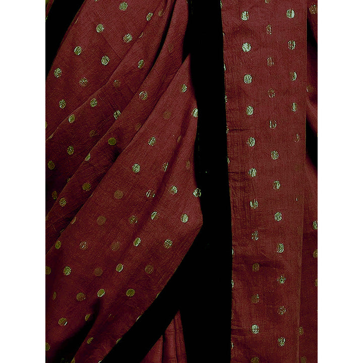 PEELI DORI Maroon Detailing Saree and Unstitched Blouse