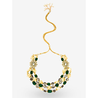 Prerto Gold Plated Green Zahira Necklace