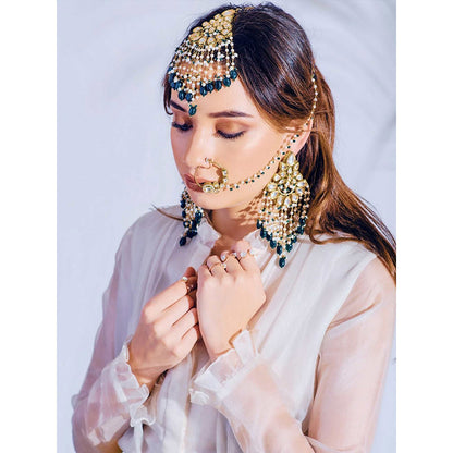 Prerto Gold Plated Bahara Green Earrings