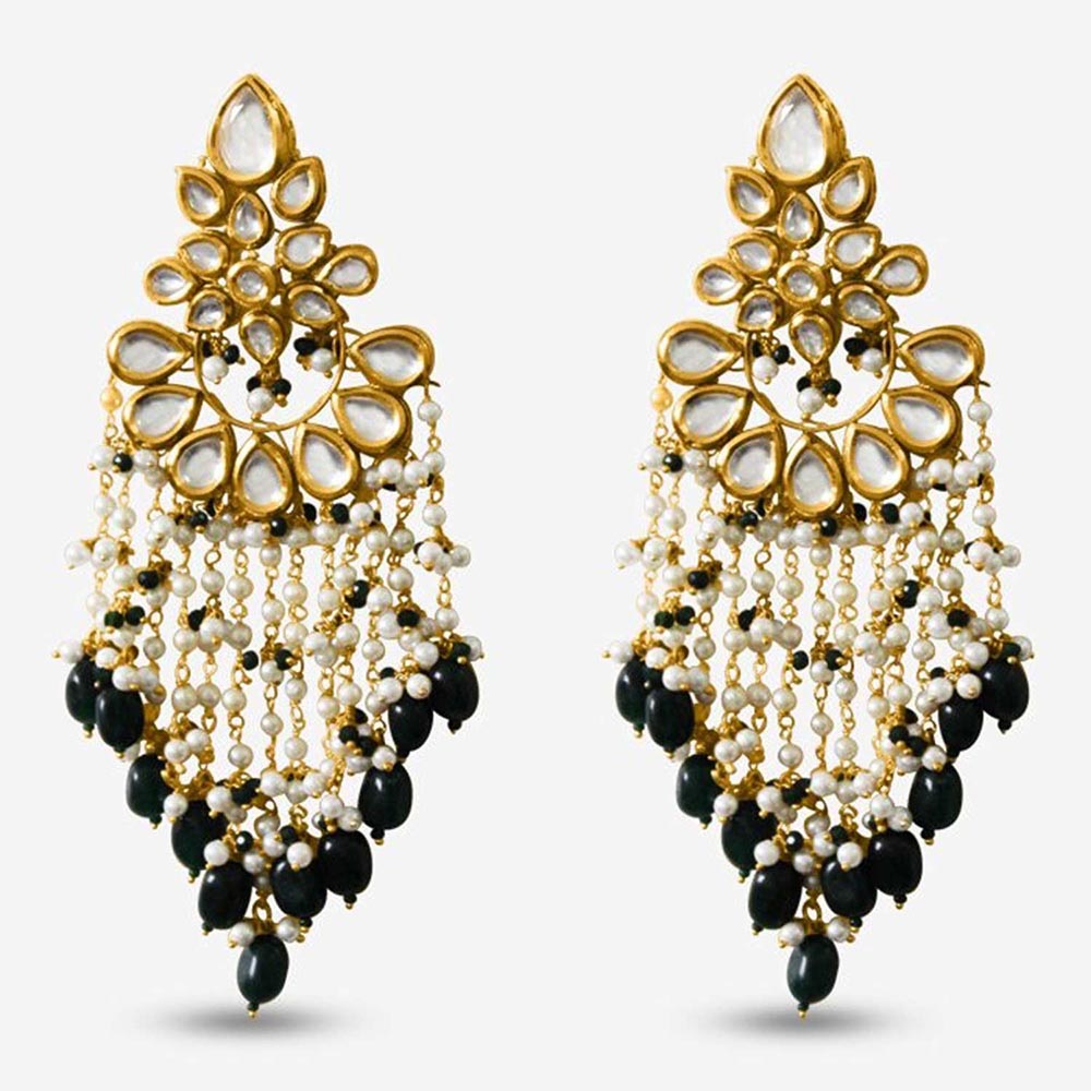 Prerto Gold Plated Bahara Green Earrings