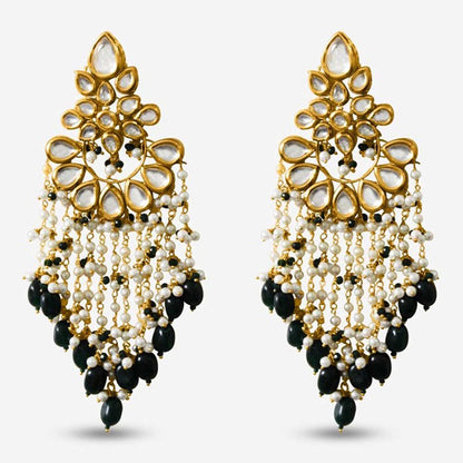 Prerto Gold Plated Bahara Green Earrings