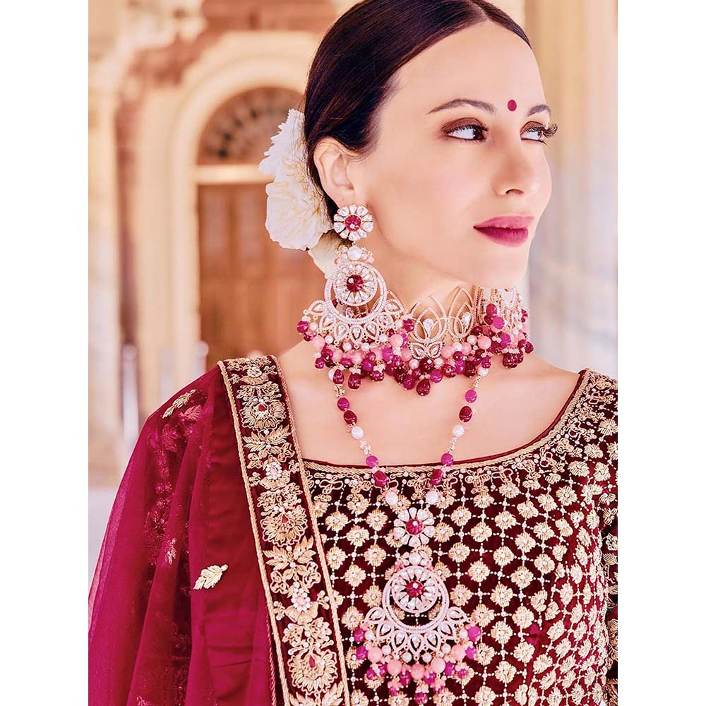 Prerto Gold Plated Red Elise Necklace