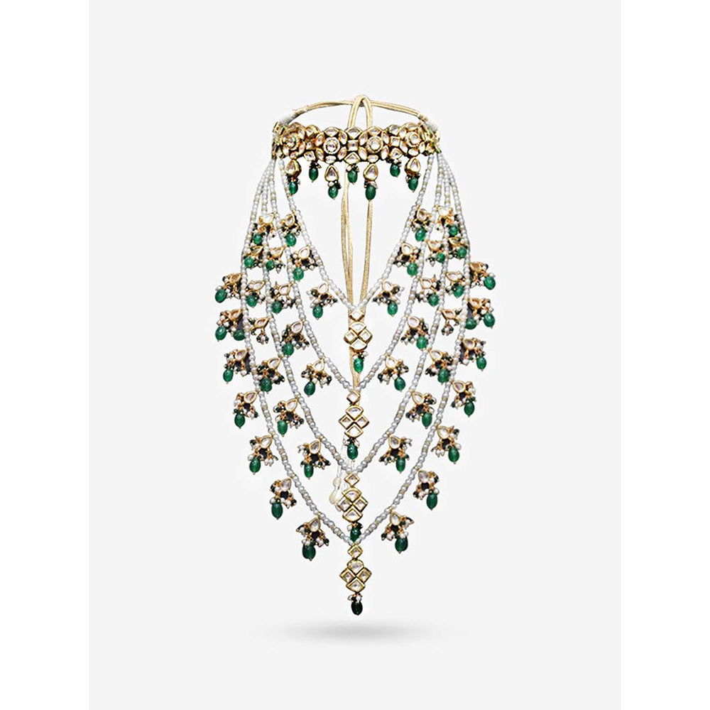 Prerto Gold Plated Green Maharani Choker Necklace