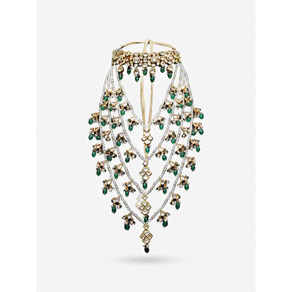 Prerto Gold Plated Green Maharani Choker Necklace