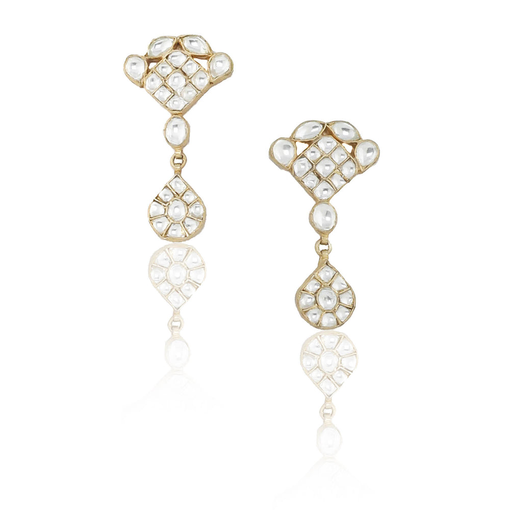 RIANA JEWELLERY White Small Jadtar Stone Necklace Set (Set of 2)