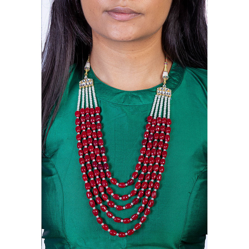 RIANA JEWELLERY Maroon 5 Line Maala With Small Pearl