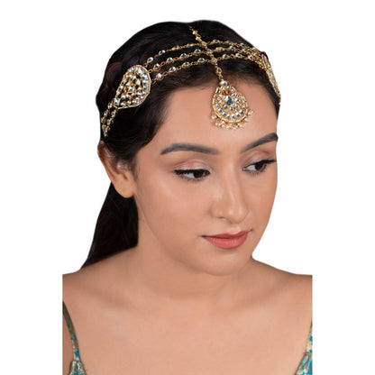 RIANA JEWELLERY Hair Band White Tikka Mathaaptti