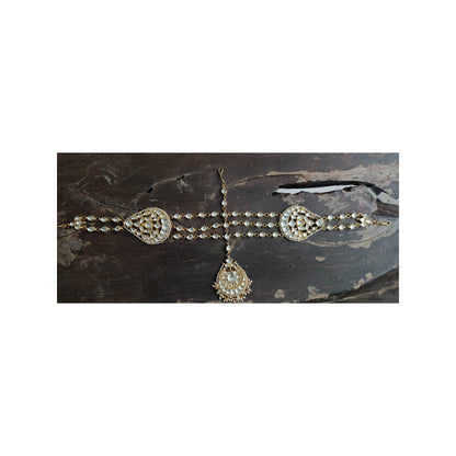RIANA JEWELLERY Hair Band White Tikka Mathaaptti