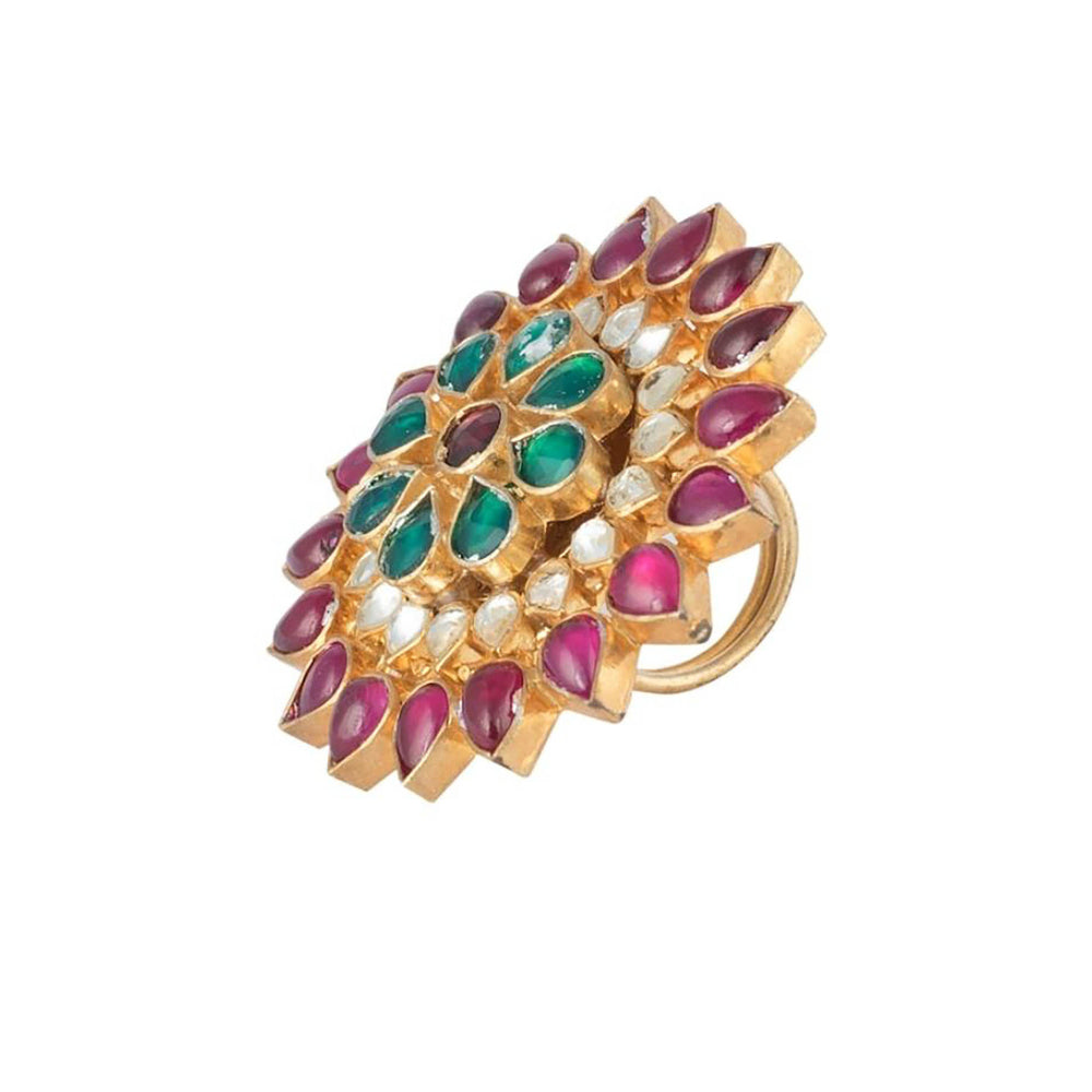 RIANA JEWELLERY Small Stone Floral Pink Ring