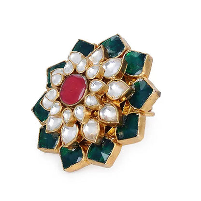 RIANA JEWELLERY Big Stone Floral Green Ring