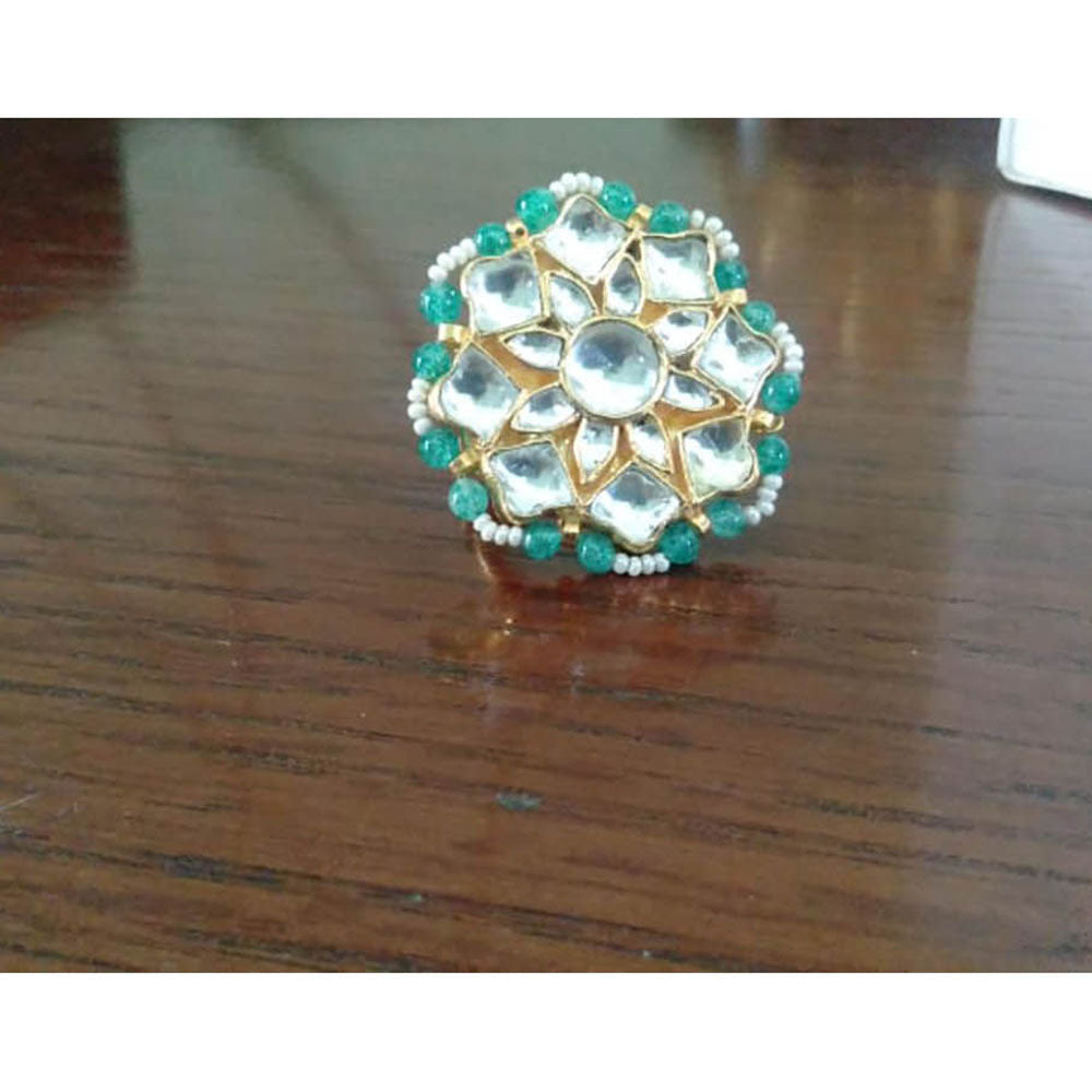 RIANA JEWELLERY Small Flower White and Light Green Ring