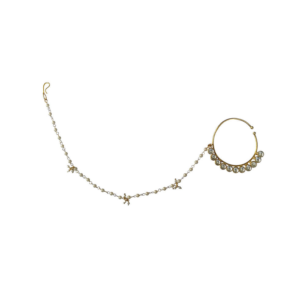 RIANA JEWELLERY White Single Line Stone Small Nath