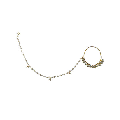 RIANA JEWELLERY White Single Line Stone Small Nath