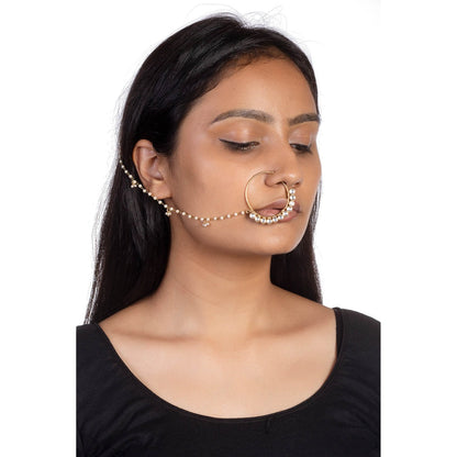 RIANA JEWELLERY White Single Line Stone Small Nath