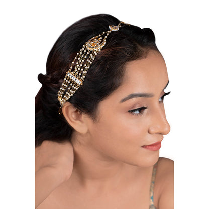 RIANA JEWELLERY White Chand Shaped Mathapatti