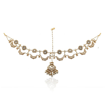 RIANA JEWELLERY White Chand Shaped Mathapatti