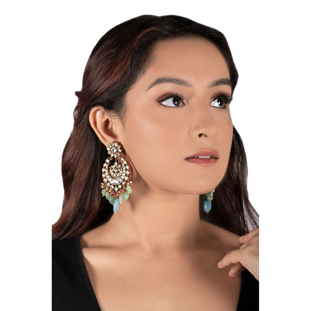 RIANA JEWELLERY Sea Green and Pestle Blue Necklace Set (Set of 2)