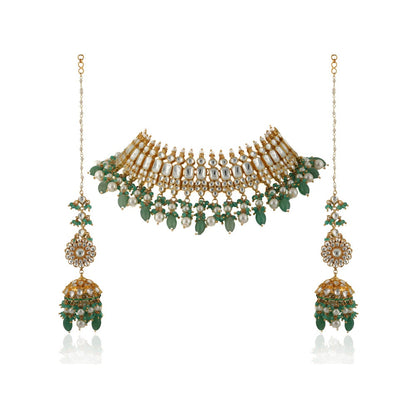 RIANA JEWELLERY Light Green Necklace Set (Set of 2)