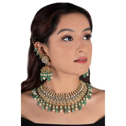 RIANA JEWELLERY Light Green Necklace Set (Set of 2)